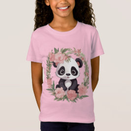 Camiseta Urso de Panda Adorável com Flores