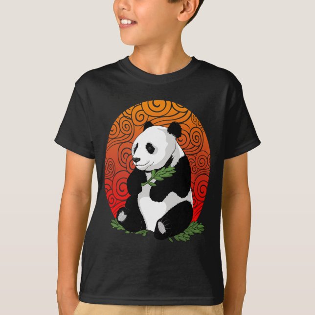 Camiseta Urso de panda artístico que come a ilustração do (Frente)