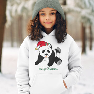 Camiseta Urso de Panda Bonito de Natal em Santa Hat Criança