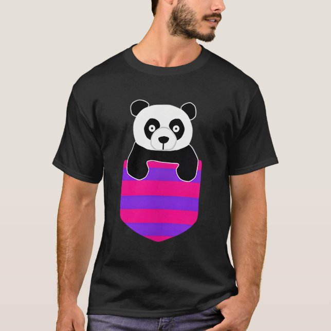 Camiseta Urso De Panda Ursa No Bolso Do Peito (Frente)