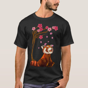 Camiseta Urso de Panda Vermelho Bonito Amante e Árvore de F