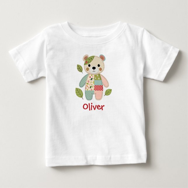 Camiseta Urso de Patchwork Fofo (Frente)