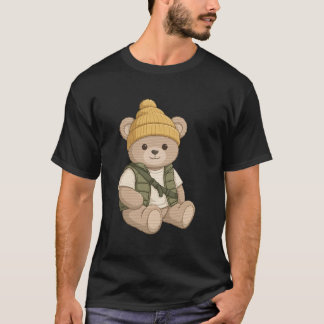 Camiseta Urso de Pelúcia com Boné — Arte de Urso de Roupas 