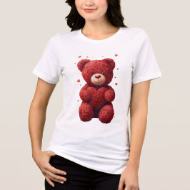 Camiseta Urso de pelúcia com Rosa Vermelha - Presente de Di
