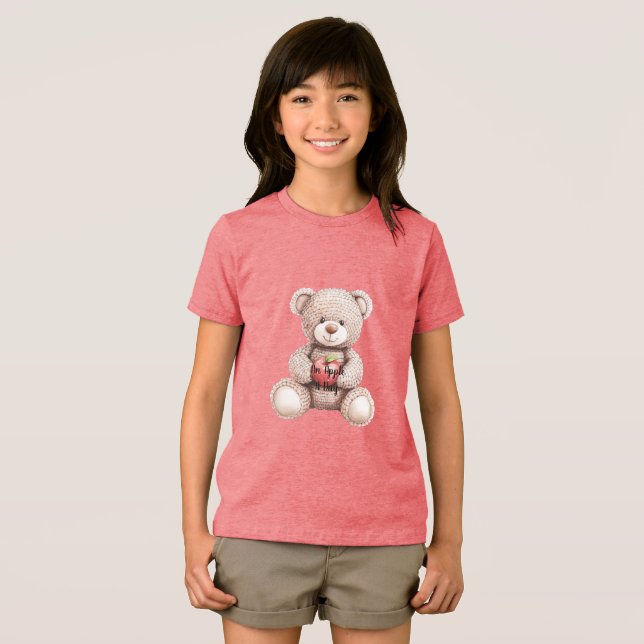 Camiseta Urso de pelúcia de creme de maçã vermelha por dia (Frente Completa)