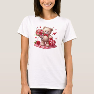Camiseta Urso de pelúcia Dia de os namorados, bonito e clás