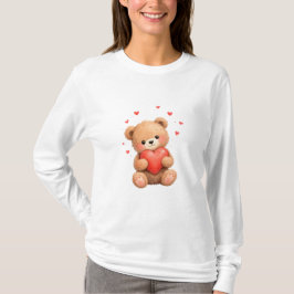 Camiseta Urso de pelúcia do Dia dos Namorados com coração