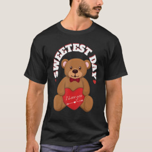 Camiseta Urso de pelúcia do Dia dos Namorados com coração d