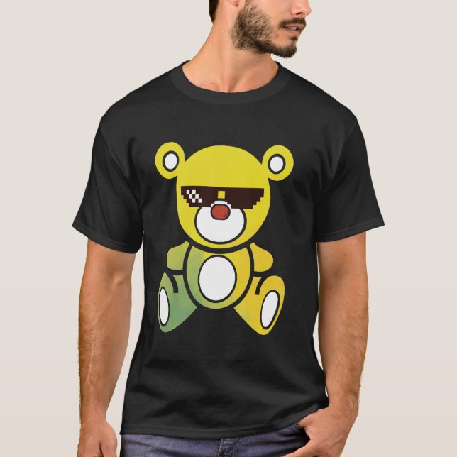 Camiseta Urso de pelúcia engraçado meme u2013 óculos de sol (Frente)