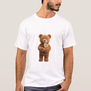 Camiseta Urso de pelúcia fofo 3D segurando 'Apenas para
