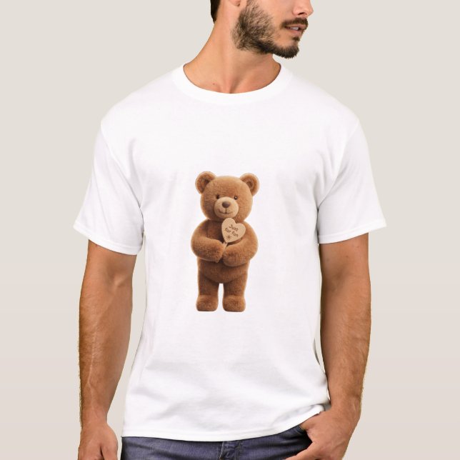 Camiseta Urso de pelúcia fofo 3D segurando 'Apenas para (Frente)