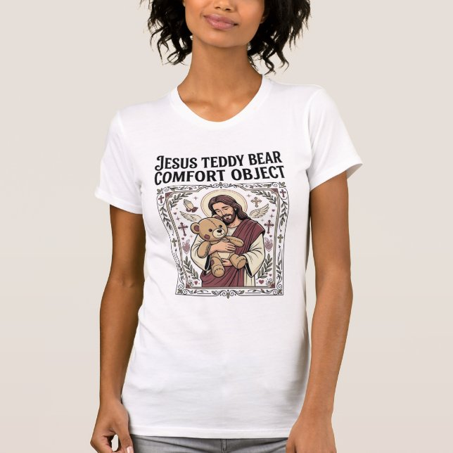 Camiseta Urso de pelúcia Jesus Objeto de conforto Urso de p (Frente)