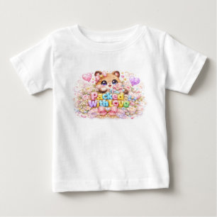Camiseta Urso de pelúcia Kawaii Fofo Cheio de Amor Pin Past