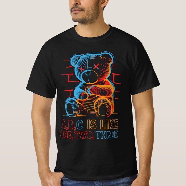 Camiseta Urso de Pelúcia Neon ABC (Frente)