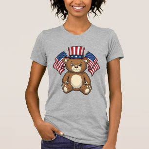 Camiseta Urso de pelúcia patriótico vintage design em vetor