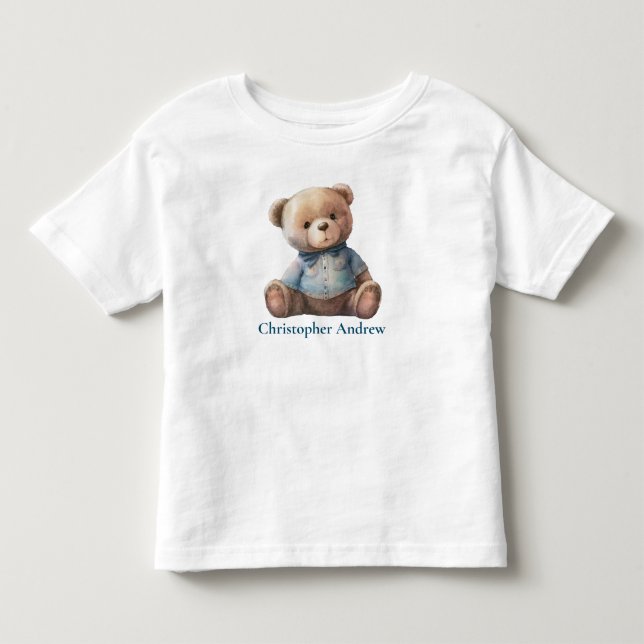 Camiseta Urso de Pelúcia Personalizado Bebê Menino Presente (Frente)