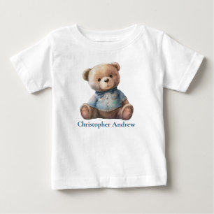 Camiseta Urso de Pelúcia Personalizado Bebê Menino Presente