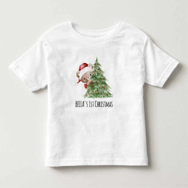 Camiseta Urso de Pelúcia Personalizado Primeiro Natal do Be (Frente)
