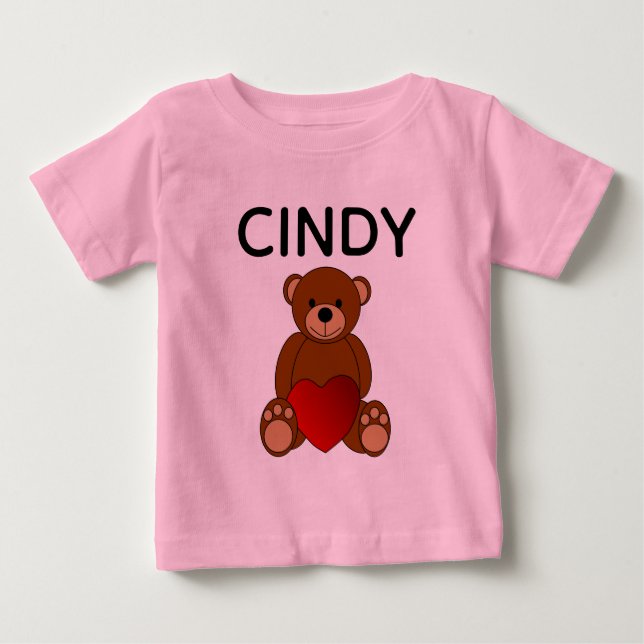 CAMISETA URSO DE PELÚCIA PERSONALIZADO ROSA BEBÊ (Frente)