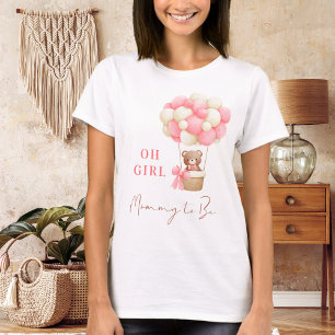 Camiseta Urso de Pelúcia Rosa Oh Menina Balão Mamãe Para Se