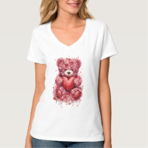 Camiseta Urso de Pelúcia Rosa Vermelha – Presente de Dia do