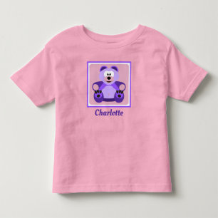 Camiseta Urso de pelúcia roxa com nome personalizado Toddl