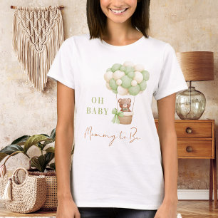 Camiseta Urso de pelúcia verde neutro Oh bebê Balão Mamãe 