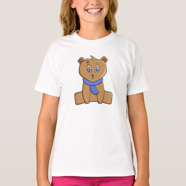 Camiseta Urso de pelúcia vestindo lenço azul (Frente)