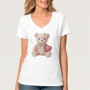 Camiseta Urso de São Valentim com Rhinestone