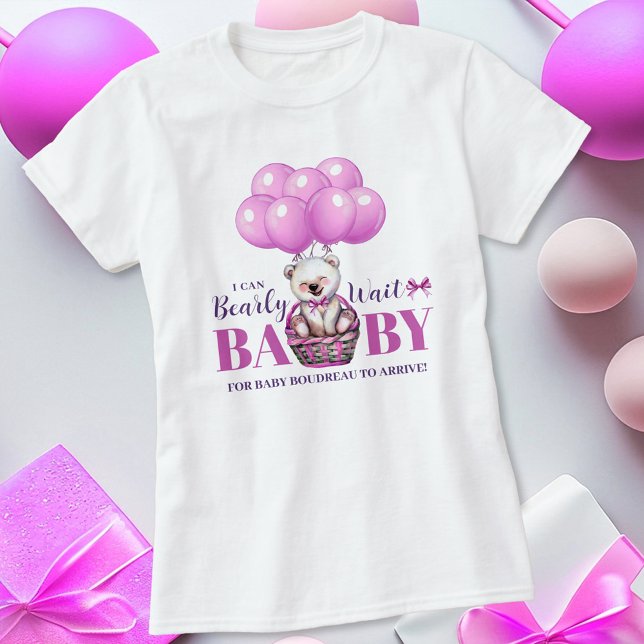 Camiseta Urso de Teddy Ali, Chá de fraldas Rosa (Criador carregado)