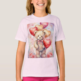 Camiseta Urso de Teddy Bonito com Balões de Aniversário