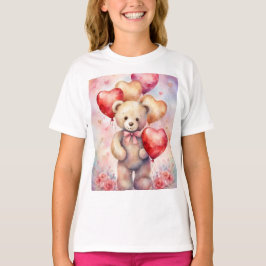 Camiseta Urso de Teddy Bonito com Balões de Aniversário