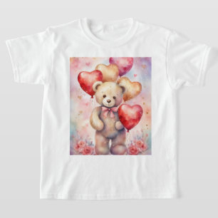 Camiseta Urso de Teddy Bonito com Balões de Aniversário