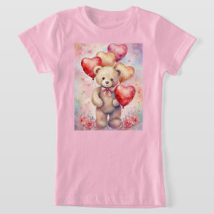 Camiseta Urso de Teddy Bonito com Balões de Aniversário