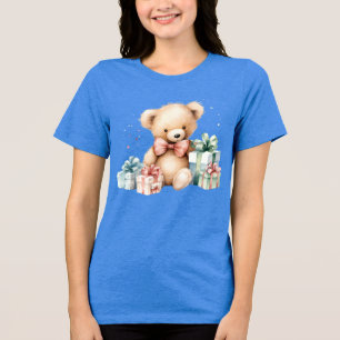 Camiseta Urso de Teddy Bonito com Presentes de Natal