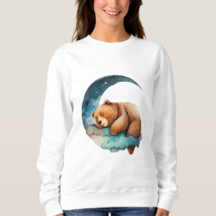 Camiseta Urso de Teddy Bonito Dormindo na Lua Crescente
