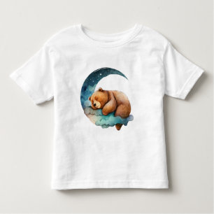 Camiseta Urso de Teddy Bonito Dormindo na Lua Crescente