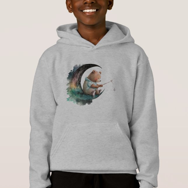 Camiseta Urso de Teddy Bonito na Lua, Urso de Cartoons Empu (Frente)