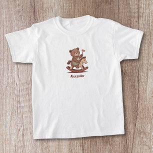 Camiseta Urso de Teddy cavalgando um Cavalo Fogueiro