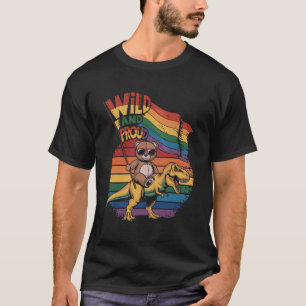 Camiseta Urso de Teddy cavalgando um dinossauro com uma ban