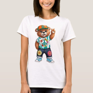 Camiseta Urso de Teddy com roupa pacífica ocasional 1