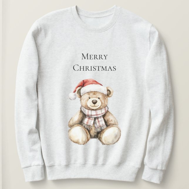 Camiseta Urso de Teddy De Natal Da Xadrez De Creme (Frente do Design)