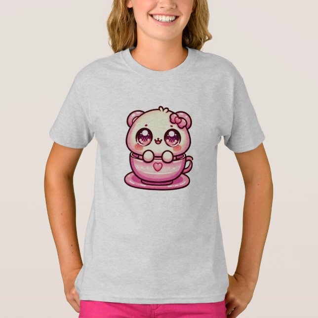 Camiseta Urso de Teddy Kawaii em uma taça (Frente)
