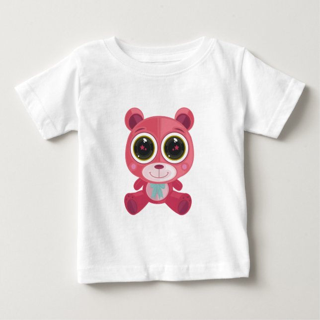 Camiseta Urso de Teddy - Rosa Estrela (Frente)