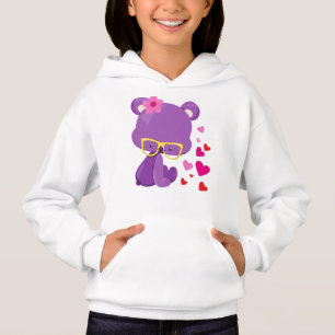 Camiseta Urso dia de os namorados, Urso Roxo, Óculos, Coraç