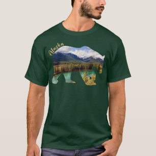 Camiseta Urso Do Alasca - Urso Grizzly Com Montanhas Do Ala