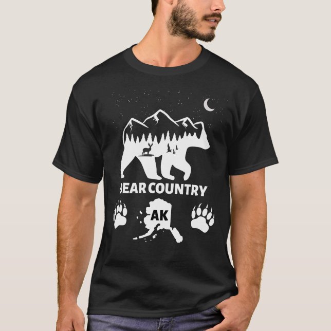 Camiseta Urso do Alaska Grizzly Bear com Deer Mountai (Frente)