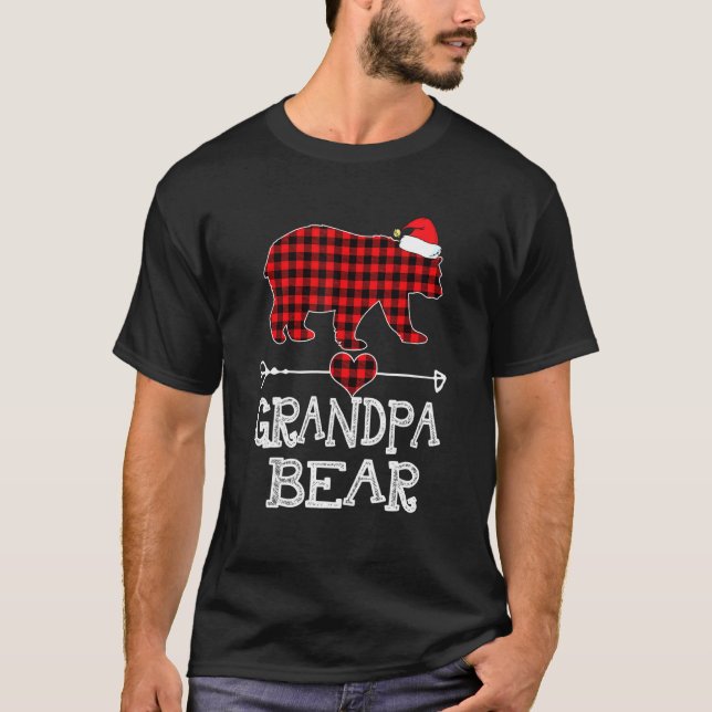 Camiseta Urso do Vovô da Xadrez Vermelha Correspondendo à f (Frente)