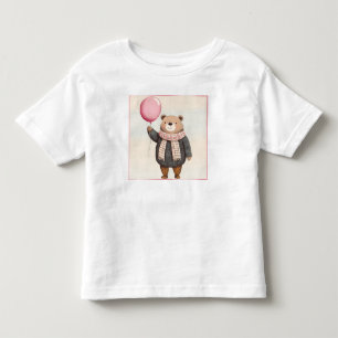 Camiseta Urso Doce de cinza com alça rosa Xadrez
