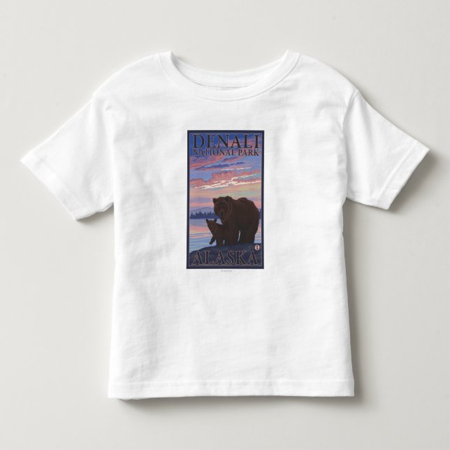 Camiseta Urso e Cub - Parque Nacional Denali, Alasca (Frente)